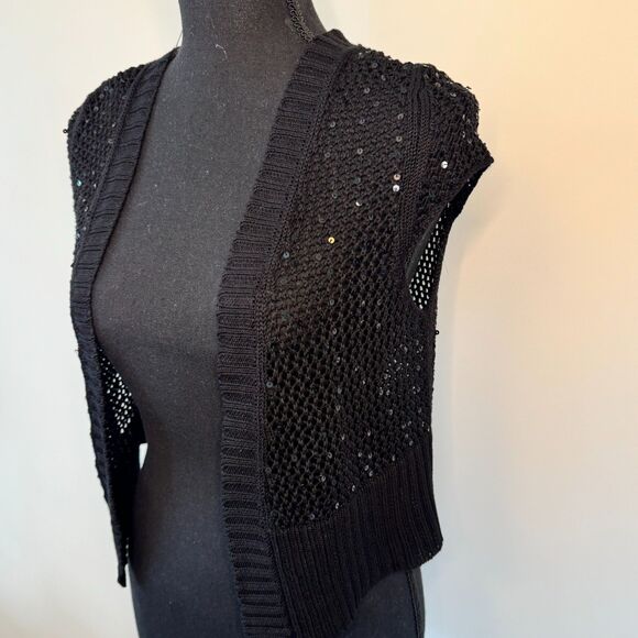 White House Black Market Women's Black Sequins Shrug Size Medium - Picture 2 of 6